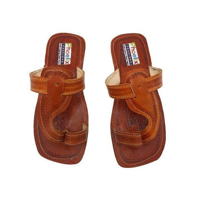 Phoelix Fashions Handmade Brown Leather Sandals – Elephant Design