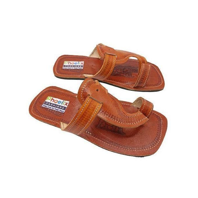 Phoelix Fashions Handmade Brown Leather Sandals – Elephant Design