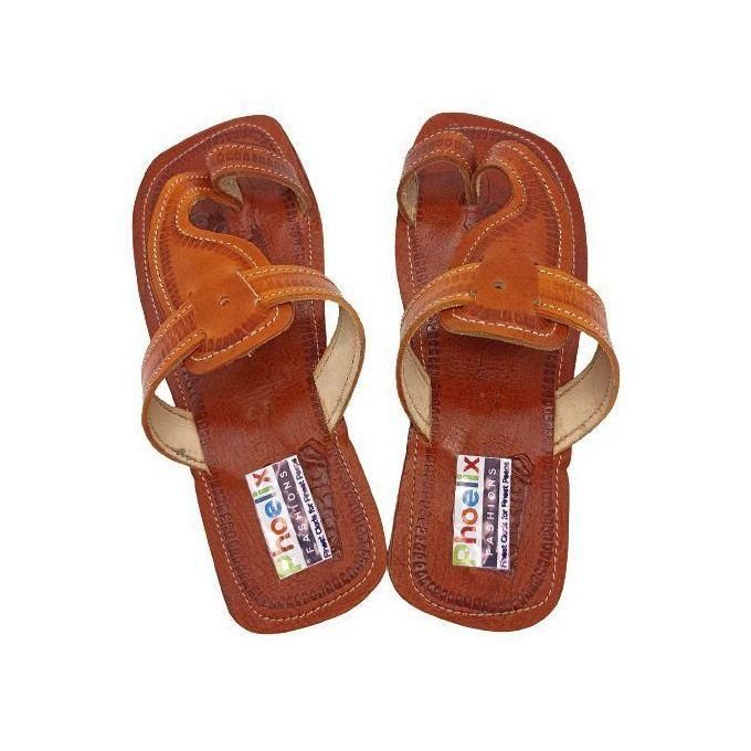 Phoelix Fashions Handmade Brown Leather Sandals – Elephant Design