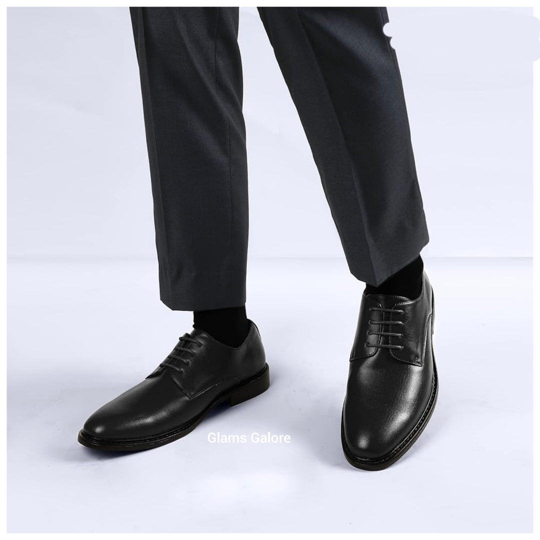 Black Laced Leather Official Shoes + Free Belt