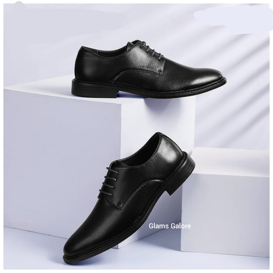 Black Laced Leather Official Shoes + Free Belt