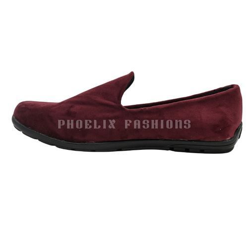 Maroon Velvet Nice-fit Unisex Ankara Loafers.