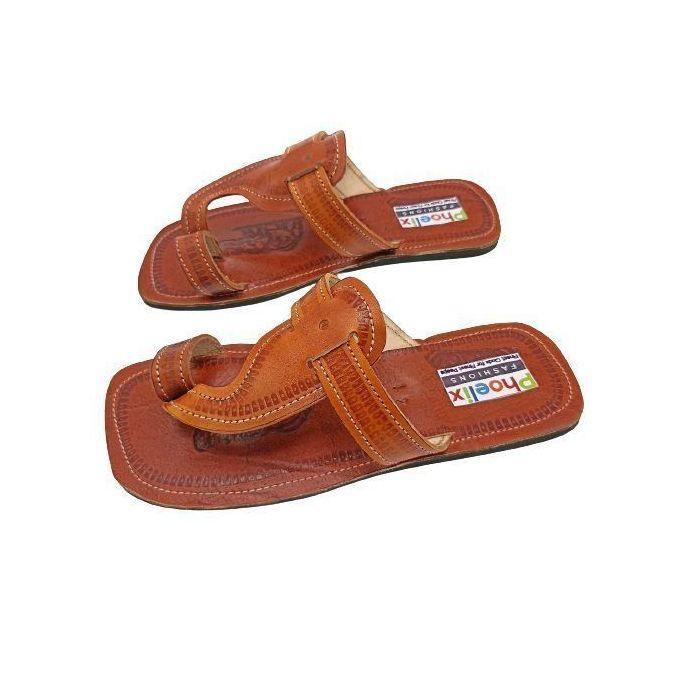 Phoelix Fashions Handmade Brown Leather Sandals – Elephant Design