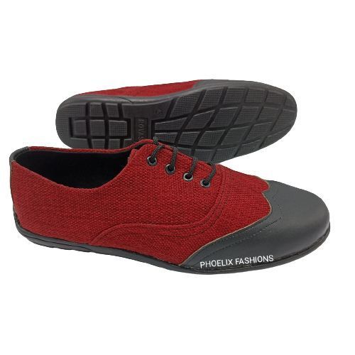 MAROON/BLACK - Elegant Unisex AFRICAN Ankara Loafers/NATURAL RUBBER SOLE SHOES.