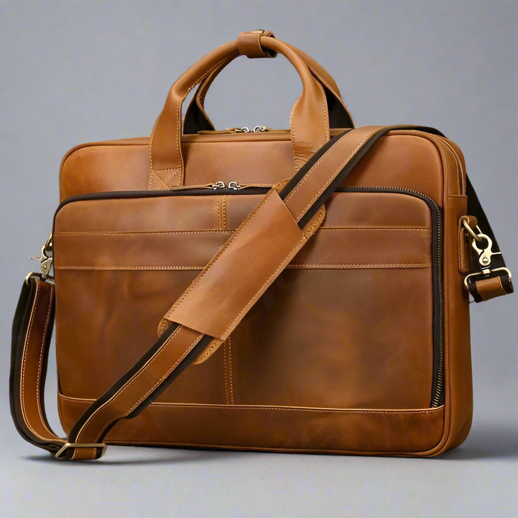 The Balozi Executive Briefcase – Handcrafted Full Grain Leather Laptop & Office Bag (Available in Dark Brown & Tan)