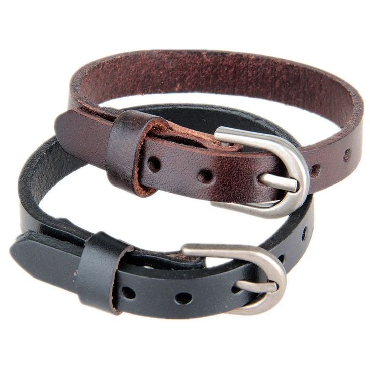 Handcrafted Full Grain Leather Buckle Bracelet – Adjustable Unisex Fashion Accessory (Black, Brown, and Tan Options)