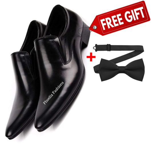 Pure Leather Official Shoes + Free Bow Tie.