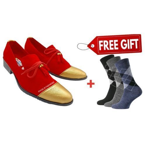 Elegant Designer Ankara Casual / Wedding Shoes + FREE PAIR OF SOCKS