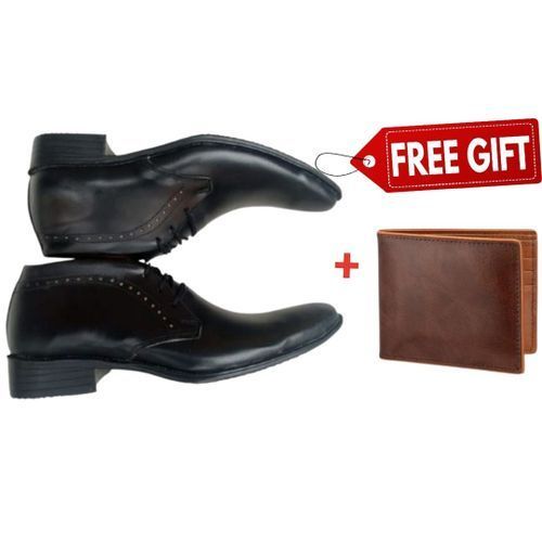 ELEGANT ETHIOPIAN LEATHER OFFICIAL BOOTS + FREE PURE LEATHER WALLET.