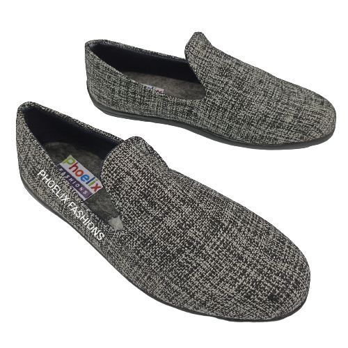 GREY - Elegant Unisex AFRICAN Ankara Loafers/NATURAL RUBBER SOLE SHOES.