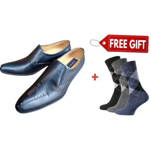 Elegant Ethiopian Leather Official Shoes + FREE PAIR OF SOCKS