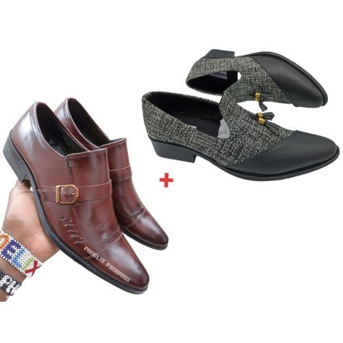Elegant Ethiopian Leather Official Shoes + ANKARA OFFICIAL SHOES