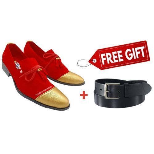 Elegant Designer Ankara Casual / Wedding Shoes + FREE LEATHER BELT.