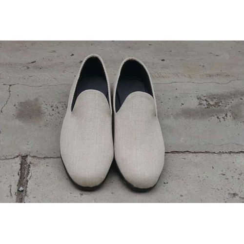 Trendy Cream-White Ankara Loafer.