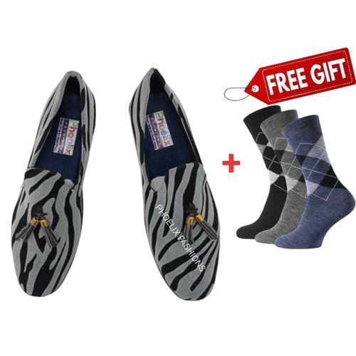 Elegant Unisex AFRICAN Ankara Loafers + FREE PAIR OF SOCKS.