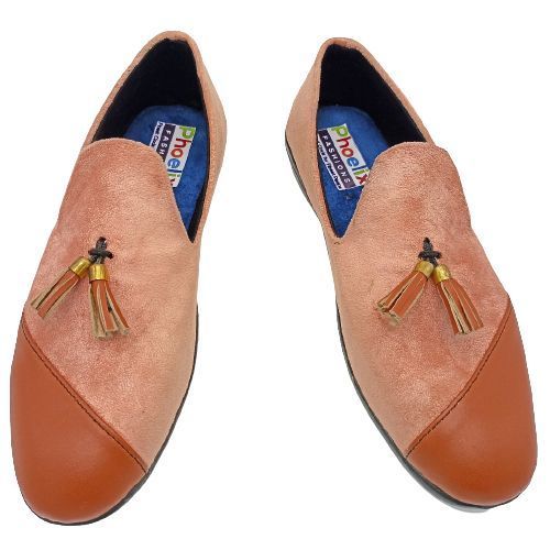 BEIGE/BROWN - Elegant Unisex AFRICAN Ankara Loafers/NATURAL RUBBER SOLE SHOES.