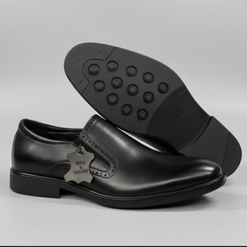 Franco Bannatti Pure Leather Perforated-Slip Loafers – Tan / Black