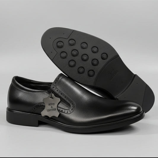 Franco Bannatti Pure Leather Perforated-Slip Loafers – Tan / Black