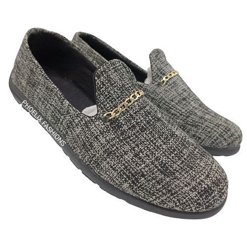 GREY - Elegant Unisex AFRICAN Ankara Loafers + FREE PAIR OF SOCKS.