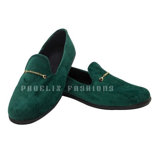 Green Velvet Nice-fit Unisex Ankara Loafers.
