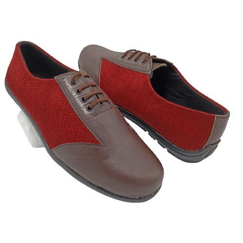 MAROON/COFEE Elegant Unisex AFRICAN Ankara Loafers/NATURAL RUBBER SOLE SHOES.