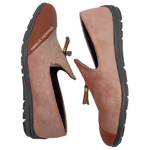 BEIGE/BROWN - Elegant Unisex AFRICAN Ankara Loafers/NATURAL RUBBER SOLE SHOES.