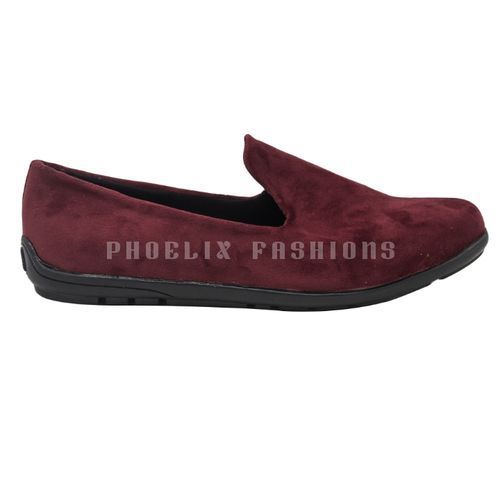 Maroon Velvet Nice-fit Unisex Ankara Loafers.