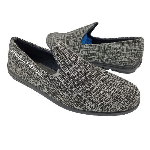 GREY - Elegant Unisex AFRICAN Ankara Loafers/NATURAL RUBBER SOLE SHOES.