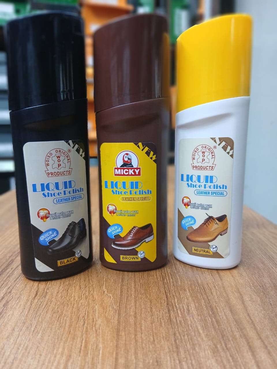 Liquid Shoe Polish with Brazil Palm Wax (Black, Brown & Neutral)