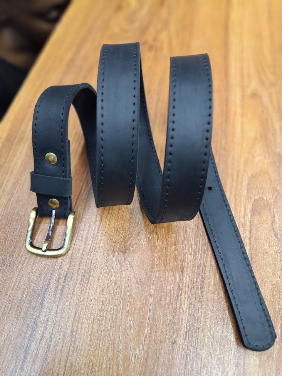 Kioo Ngozi Full-Grain Leather Dress Belt — Obsidian Grace Edition (1" Wide)