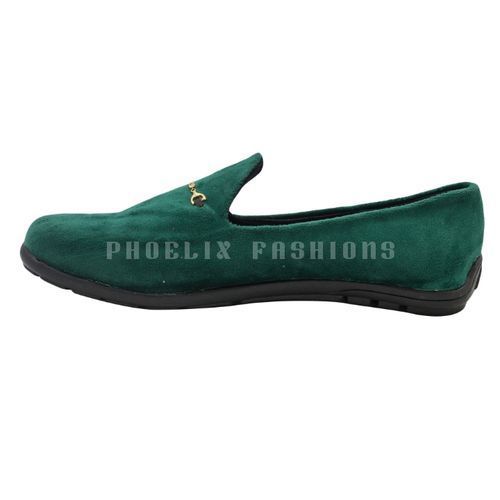 Green Velvet Nice-fit Unisex Ankara Loafers.