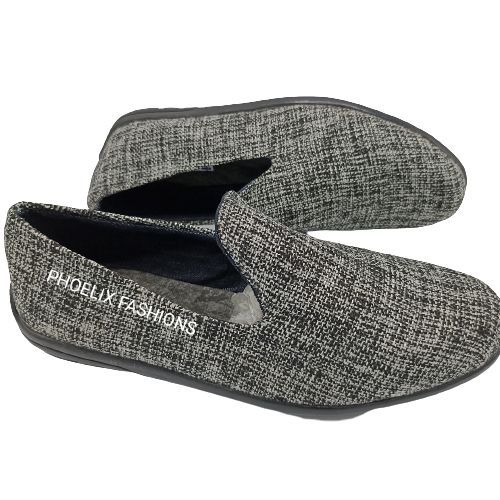 GREY - Elegant Unisex AFRICAN Ankara Loafers/NATURAL RUBBER SOLE SHOES.