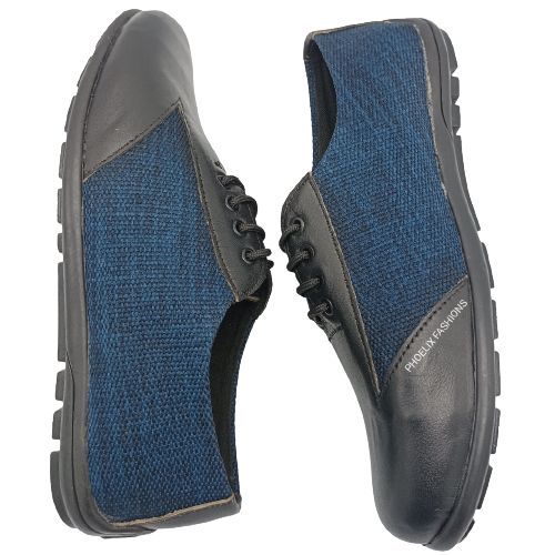 NAVY BLUE/BLACK-Elegant Unisex AFRICAN Ankara Loafers/NATURAL RUBBER SOLE SHOES.