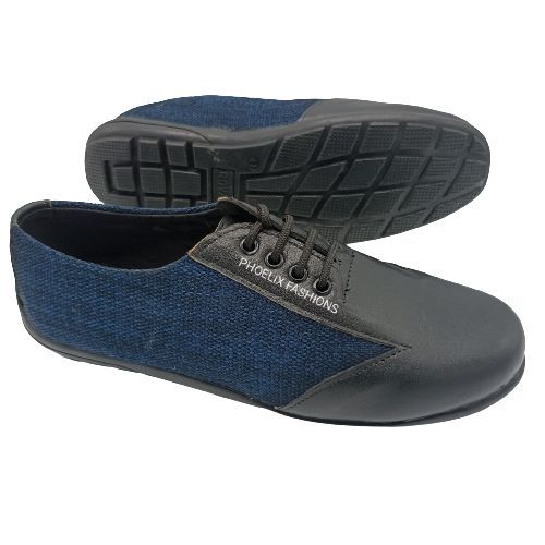 NAVY BLUE/BLACK-Elegant Unisex AFRICAN Ankara Loafers/NATURAL RUBBER SOLE SHOES.
