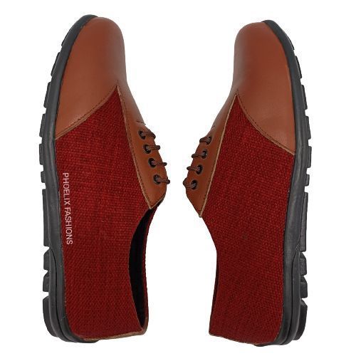MAROON/BROWN - Elegant Unisex AFRICAN Ankara Loafers/NATURAL RUBBER SOLE SHOES.