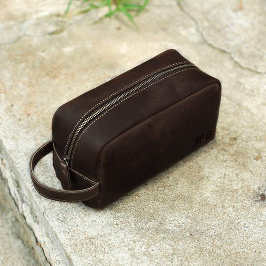 Kiongozi Dopp Kit – Full Grain Leather Toiletry Bag for Men (Black, Brown, Tan)