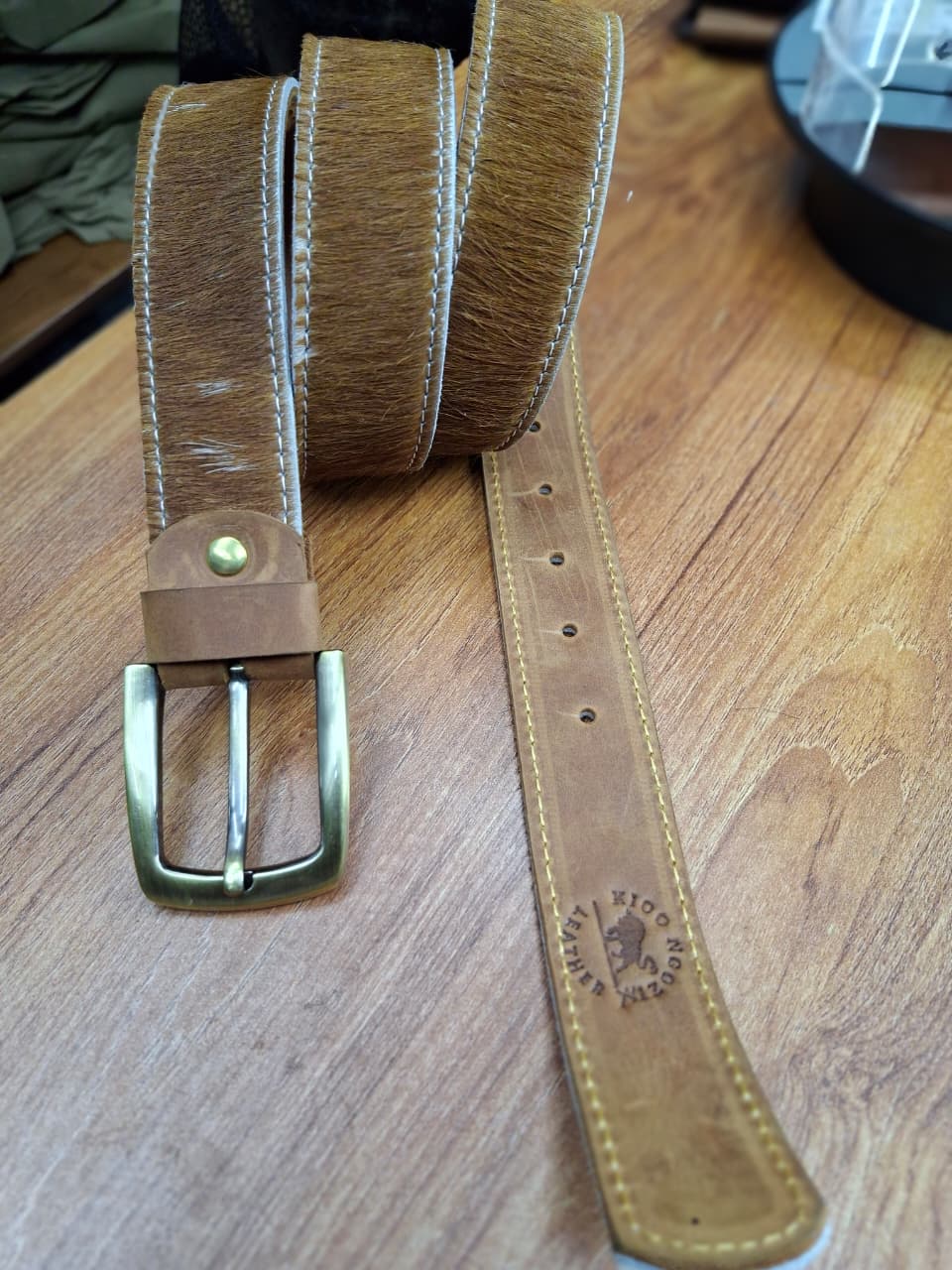 Kioo Ngozi Hair-On Full-Grain Leather Belt — Brown Legacy Edition