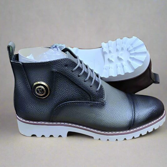 Pure Leather LV Official Boots For Men With Light Rubber Soles