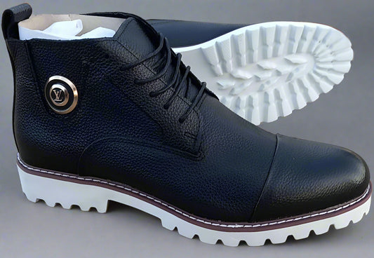 Pure Leather LV Official Boots For Men With Light Rubber Sole