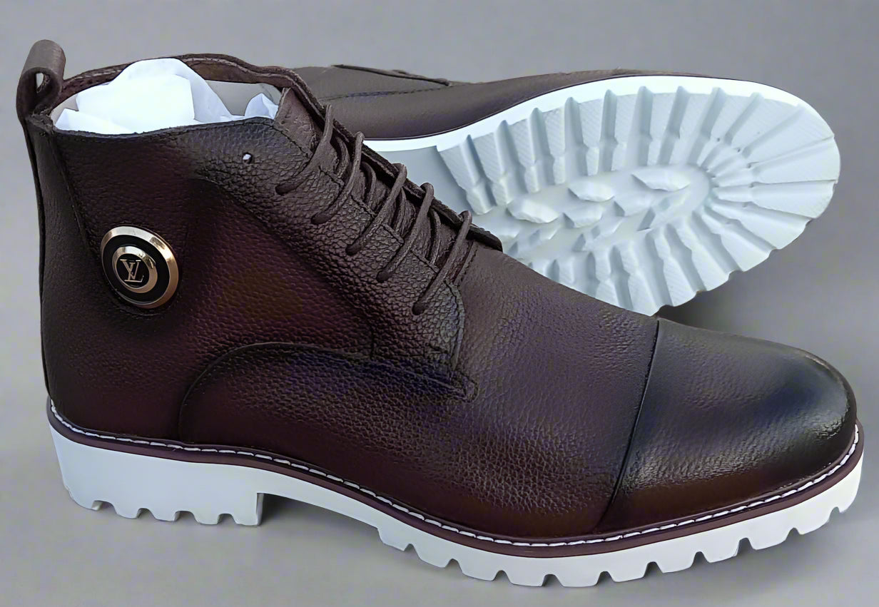 Pure Leather LV Official Boots For Men With Light Rubber Soles