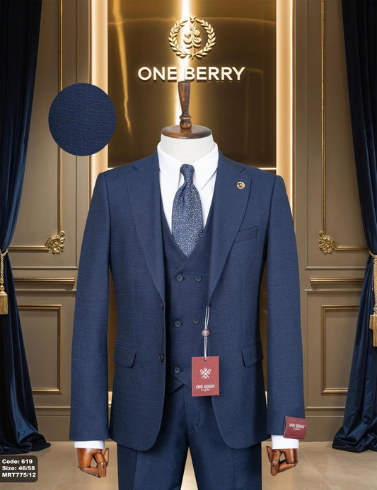 3 Piece One Berry Elegant Mens Suit