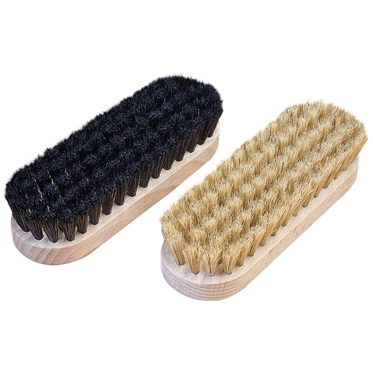 Kioo Ngozi Premium Shoe Brush – Horsehair Brushes for Leather Care (Black & Natural)