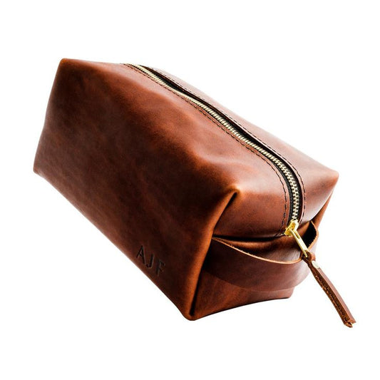 Kiongozi Dopp Kit – Full Grain Leather Toiletry Bag for Men (Black, Brown, Tan)