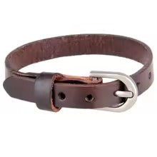 Handcrafted Full Grain Leather Buckle Bracelet – Adjustable Unisex Fashion Accessory (Black, Brown, and Tan Options)
