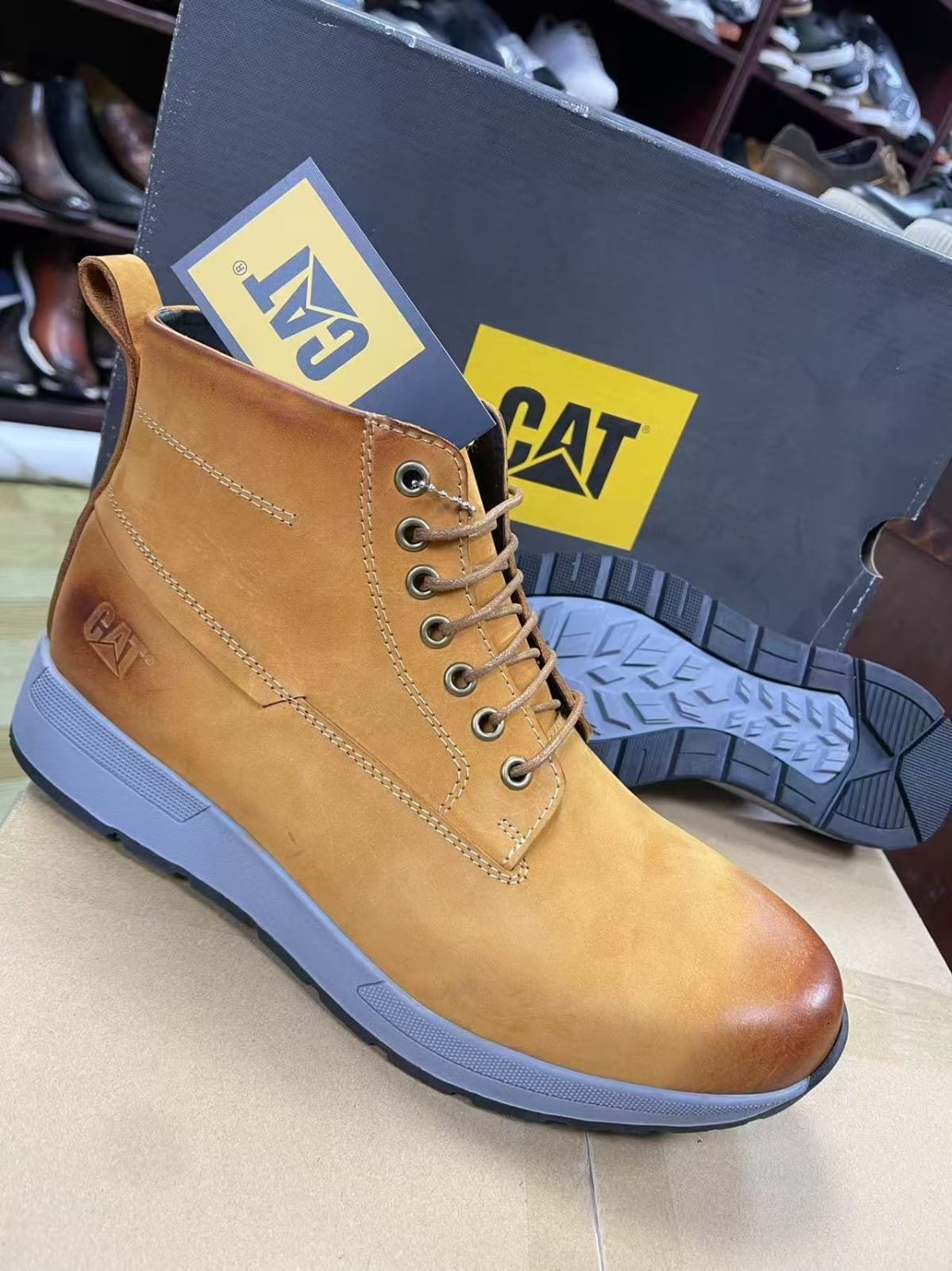 CAT Second Shift Steel Toe Work Boots - Dark Brown